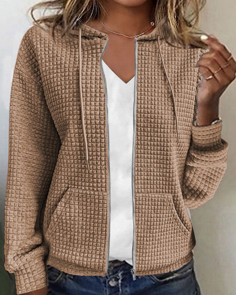 Veste à capuche femme mi-saison zippée décontractée 5