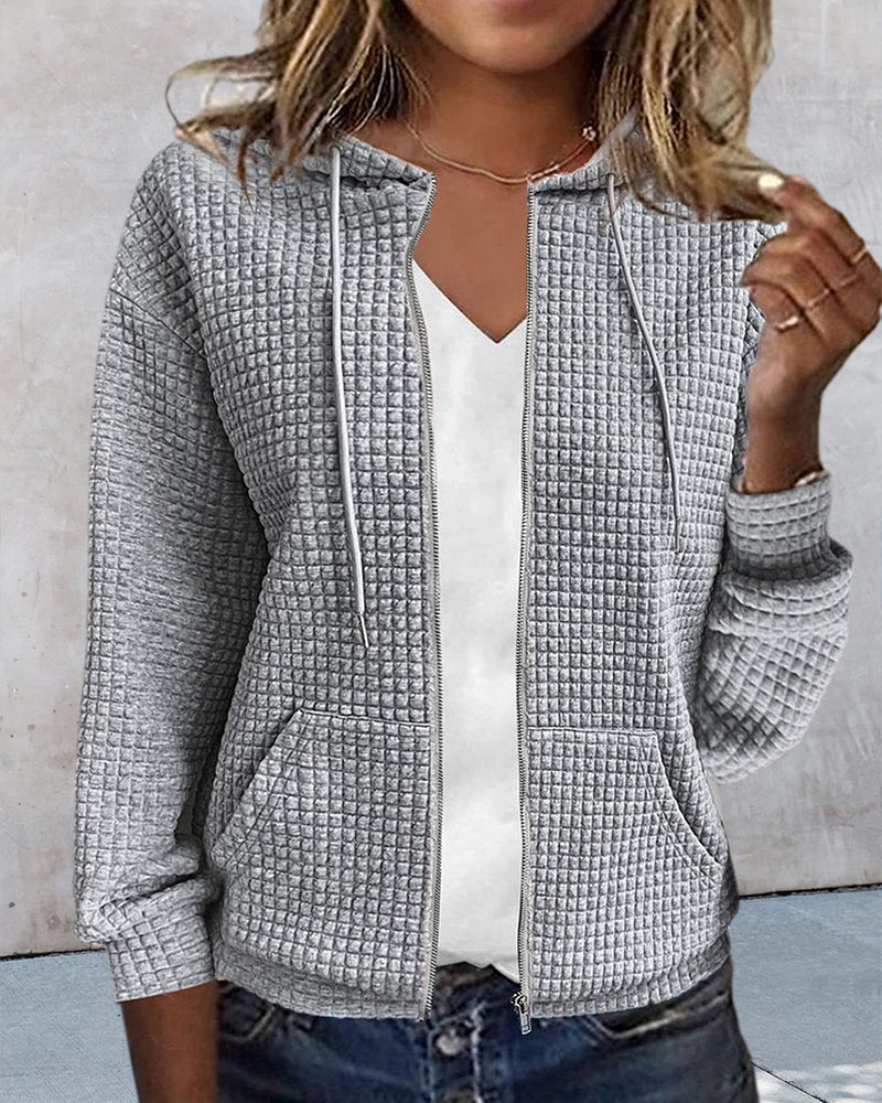 Veste à capuche femme mi-saison zippée décontractée 6