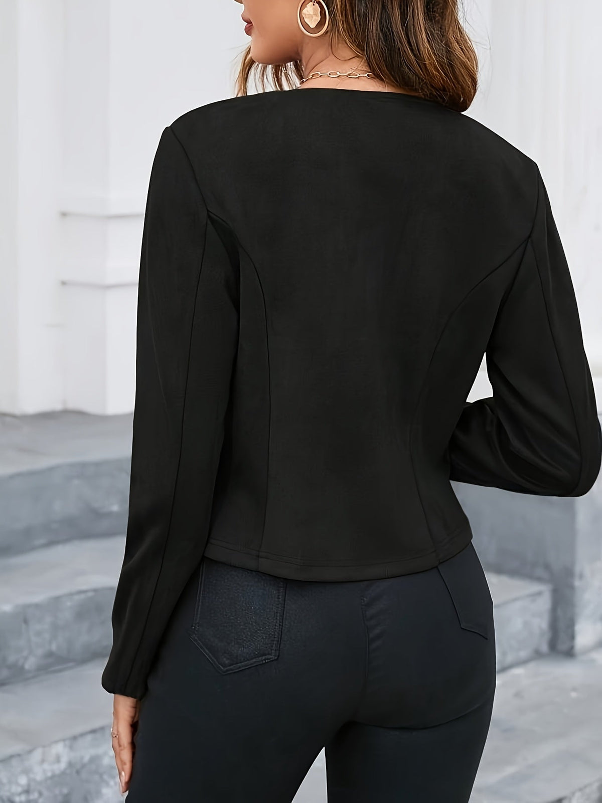 Veste courte en suédine femme zippée sans col 12