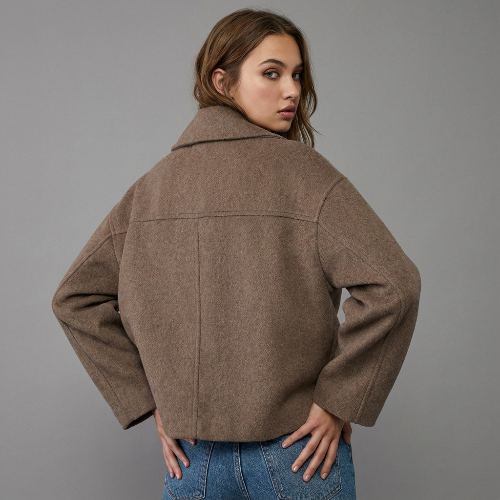 Veste courte femme coupe droite à double boutonnage et col à revers 7