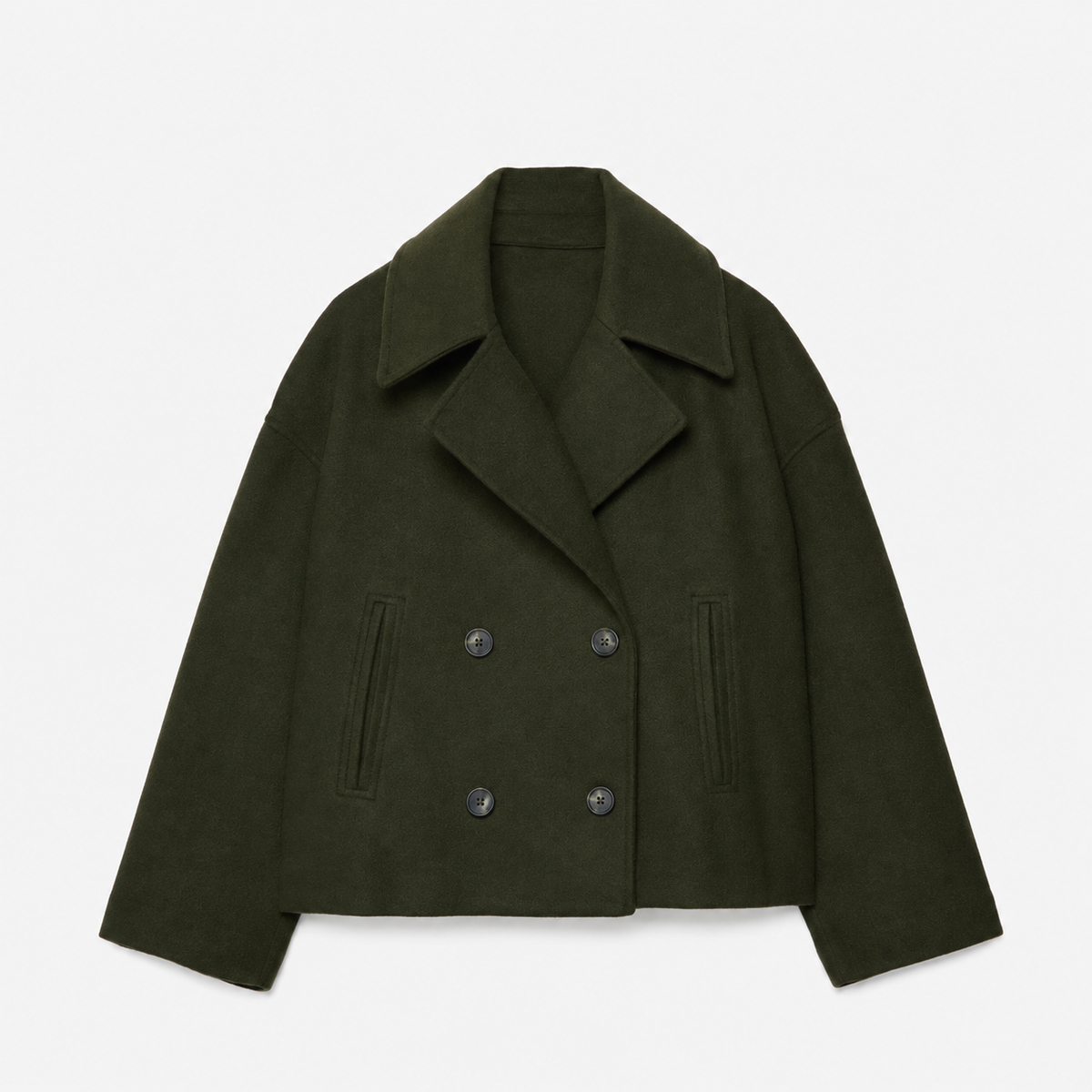 Veste courte femme croisée à double boutonnage et poches latérales 2