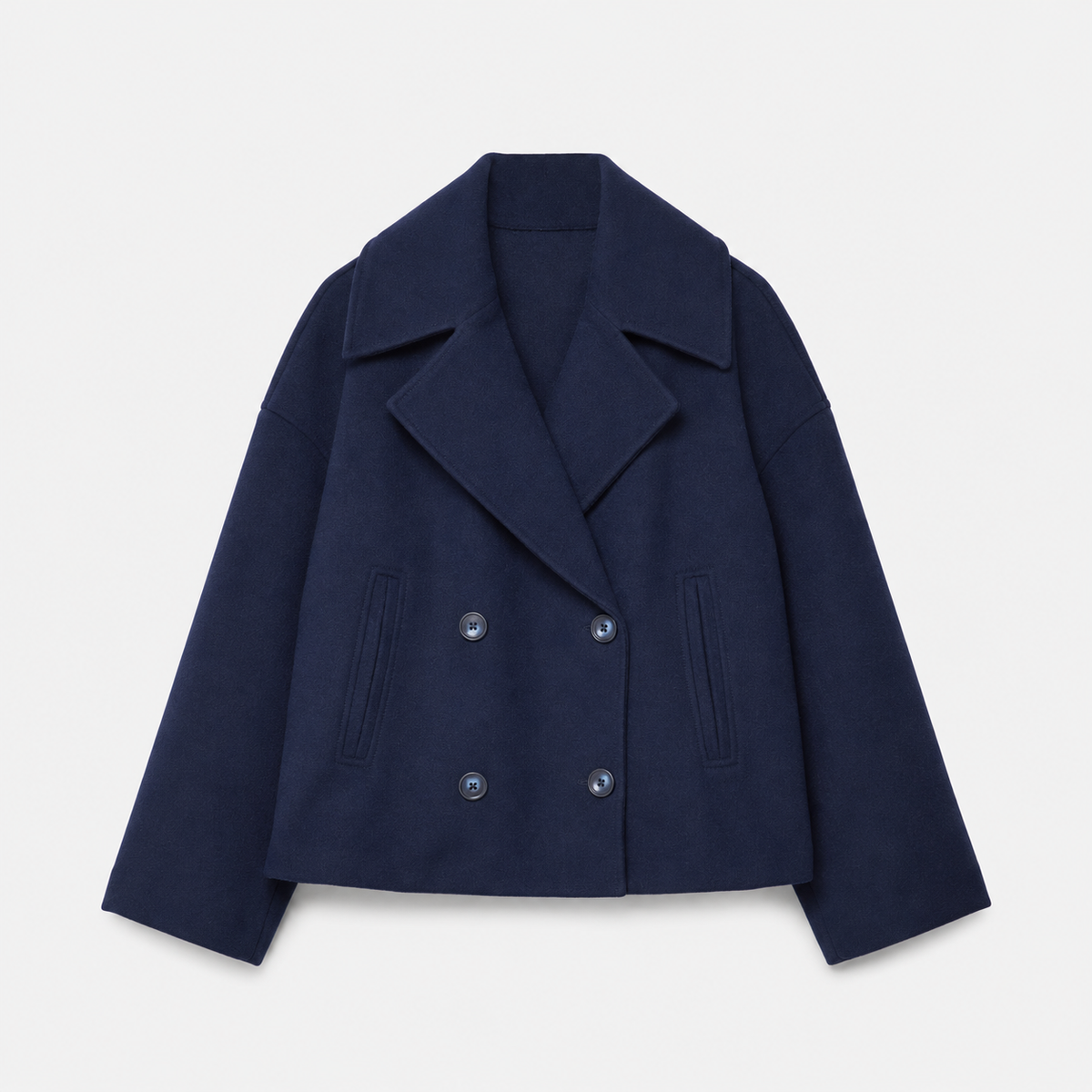 Veste courte femme croisée à double boutonnage et poches latérales 3