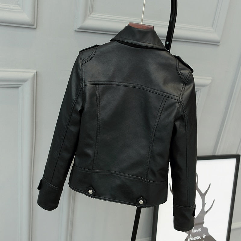 Veste courte femme en simili cuir et suédine à léger effet brillant 2