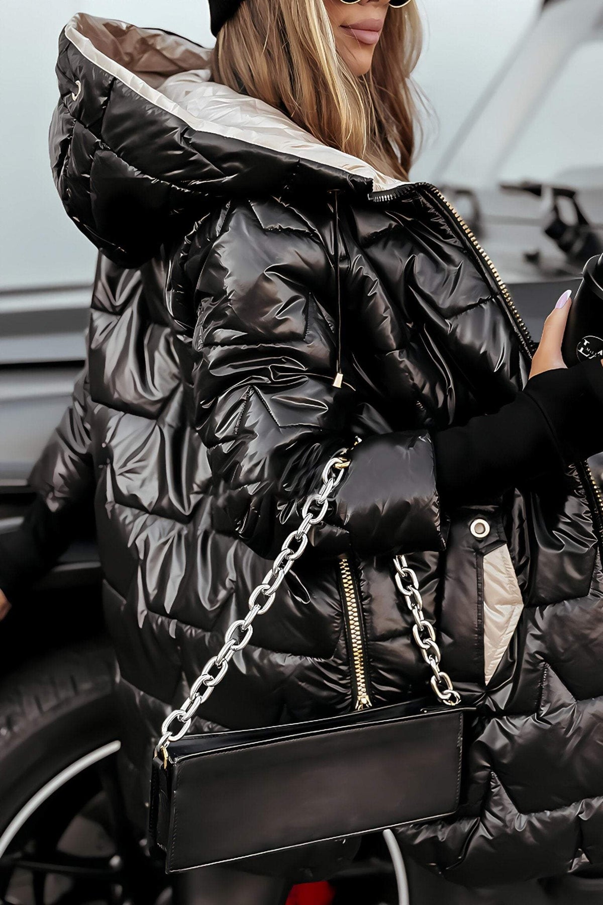 Veste d'hiver femme à capuche en mélange de coton doux 6