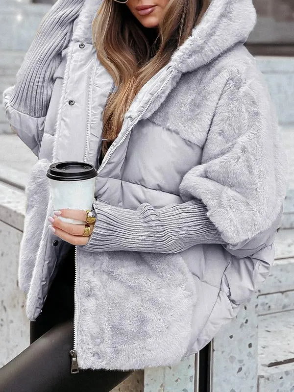 Veste d'hiver femme doublée à capuche, coupe ample et longueur hanches 15