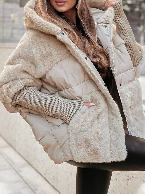 Veste d'hiver femme doublée à capuche, coupe ample et longueur hanches 7