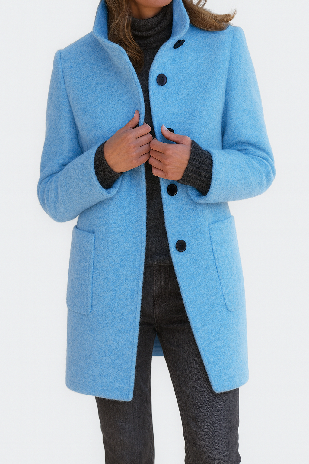 Veste d'hiver femme en laine à col montant 10