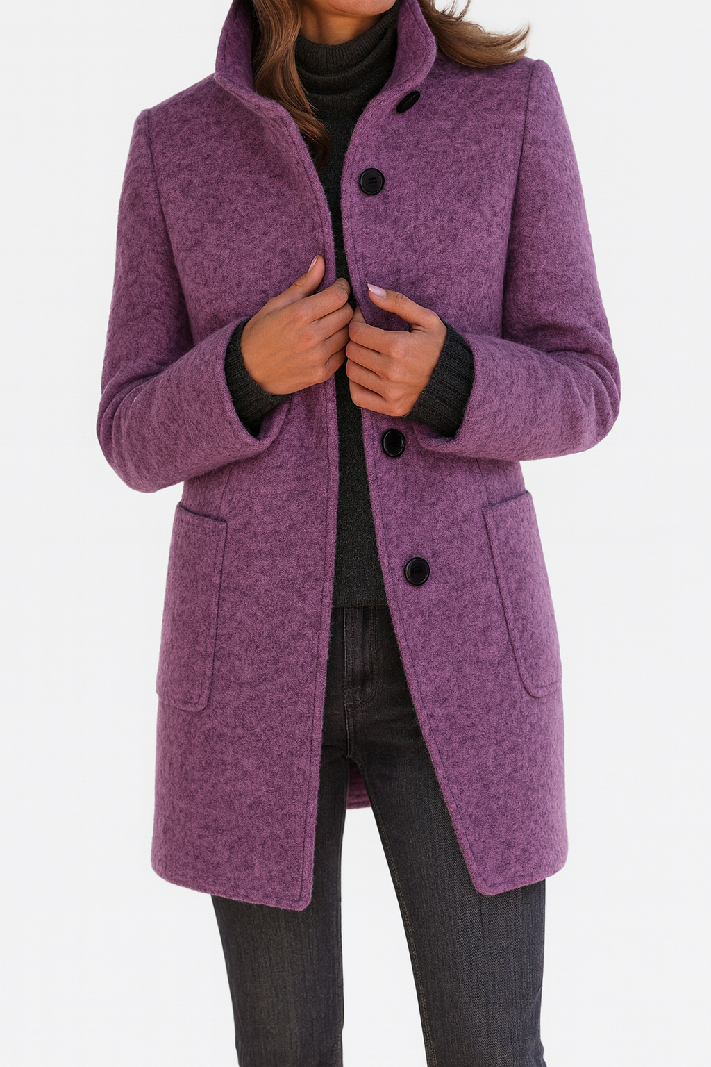 Veste d'hiver femme en laine à col montant 3