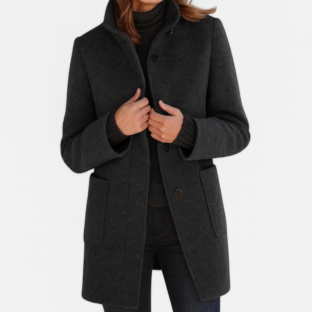Veste d'hiver femme en laine à col montant 5