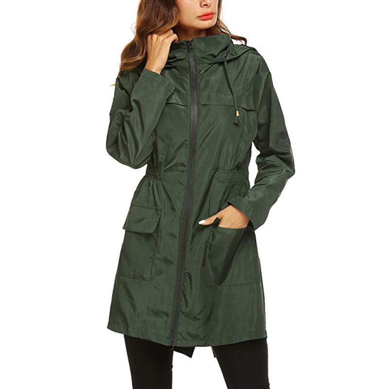 Veste de pluie coupe-vent femme déperlante à capuche et cordon de taille 7