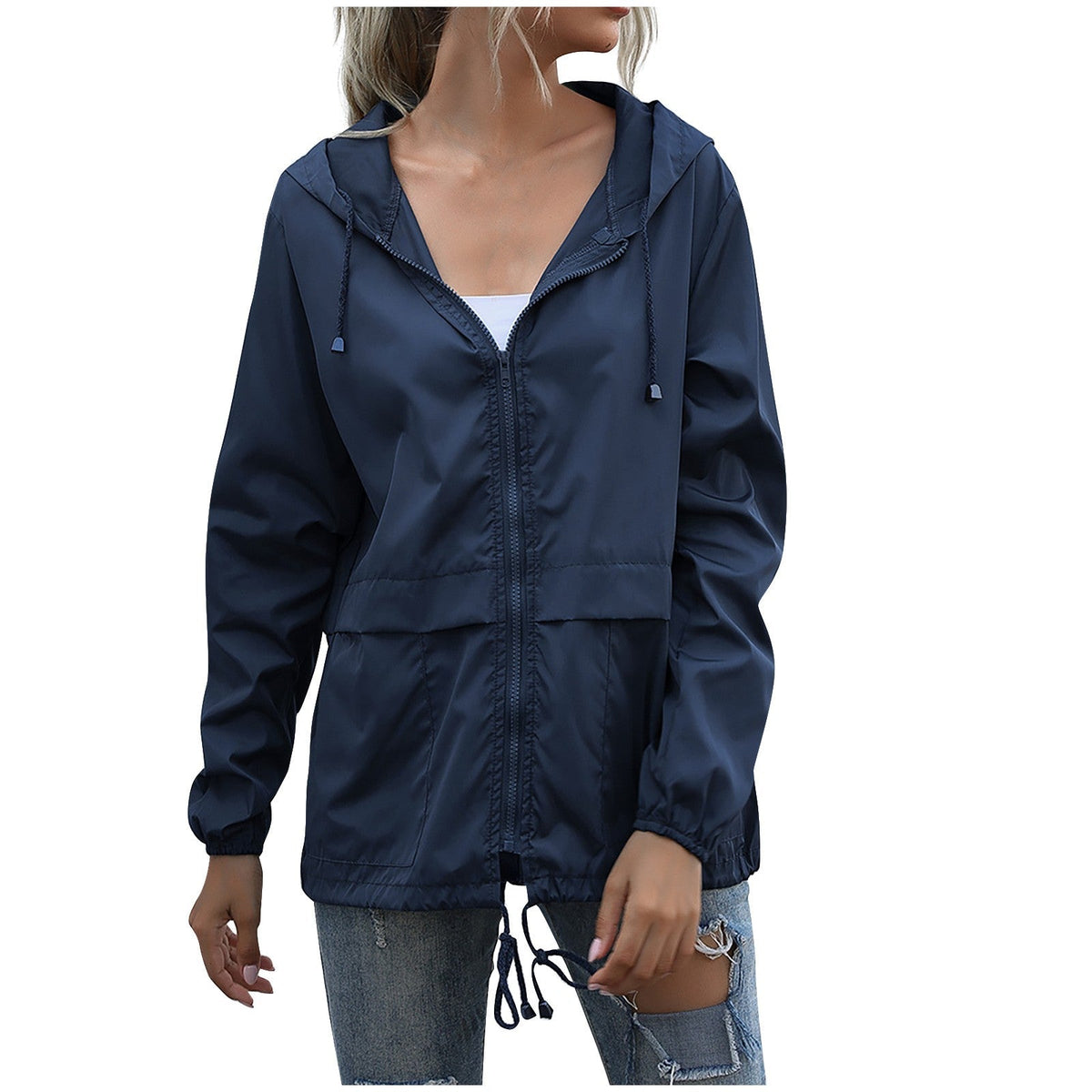 Veste de pluie femme légère et déperlante à capuche avec poches plaquées 6