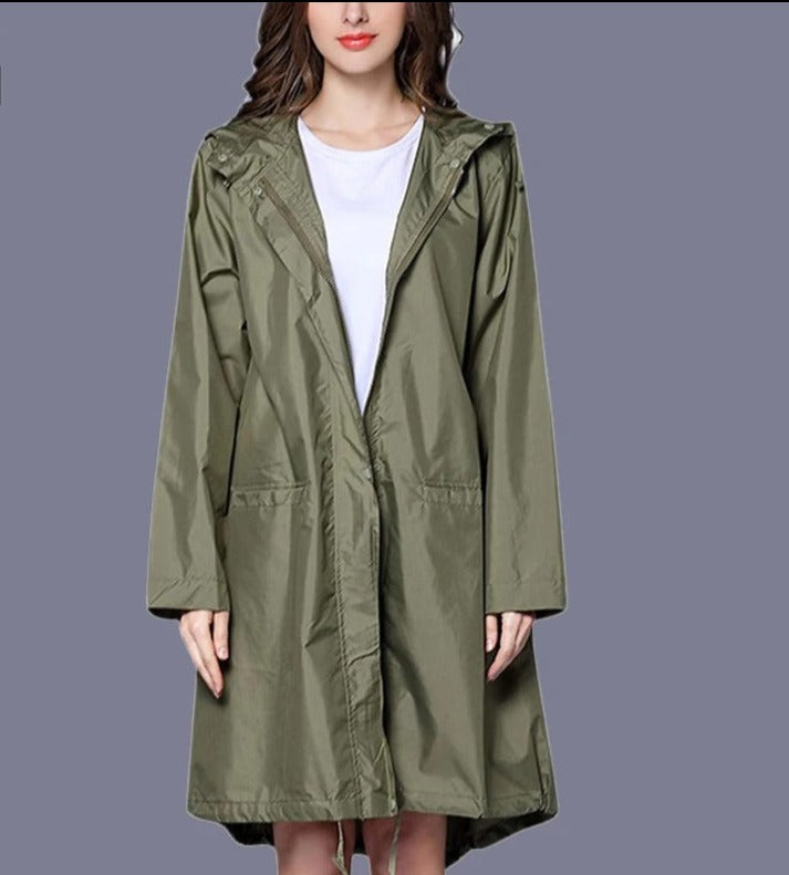 Veste de pluie imperméable femme pliable à capuche avec pochette de rangement 3