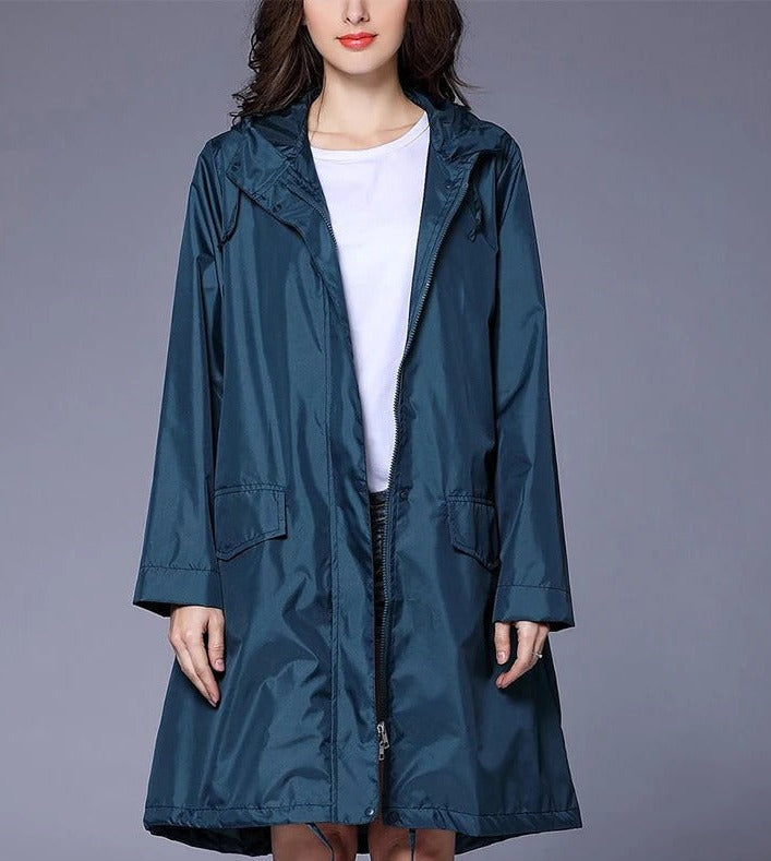 Veste de pluie imperméable femme pliable à capuche avec pochette de rangement 4