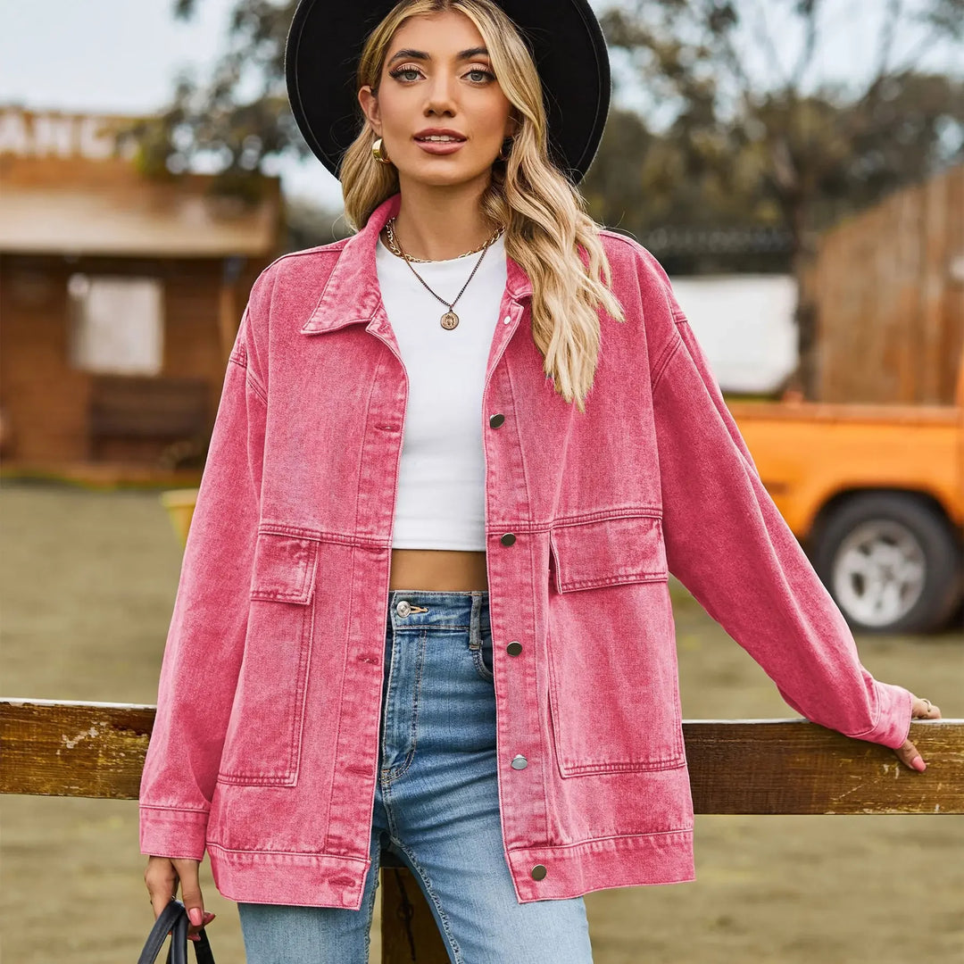 Veste en jean femme oversize à col chemise style vintage 7