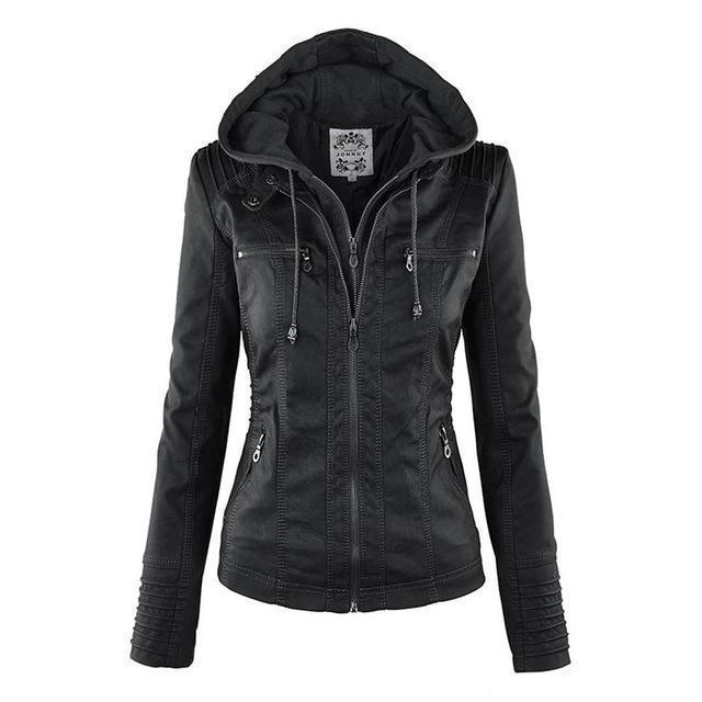 Veste femme en simili cuir et suédine longueur hanches à manches longues 1