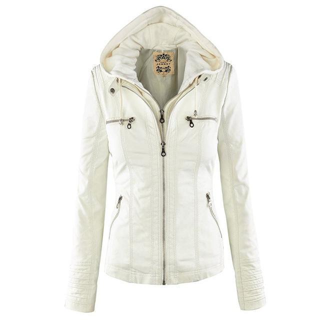 Veste femme en simili cuir et suédine longueur hanches à manches longues 5