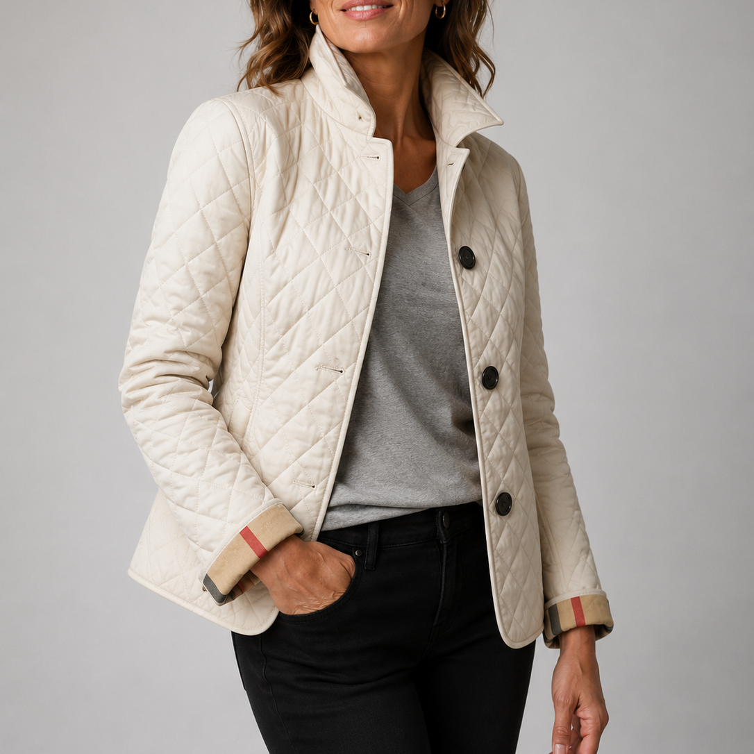 Veste matelassée femme à col montant et coupe longue 2
