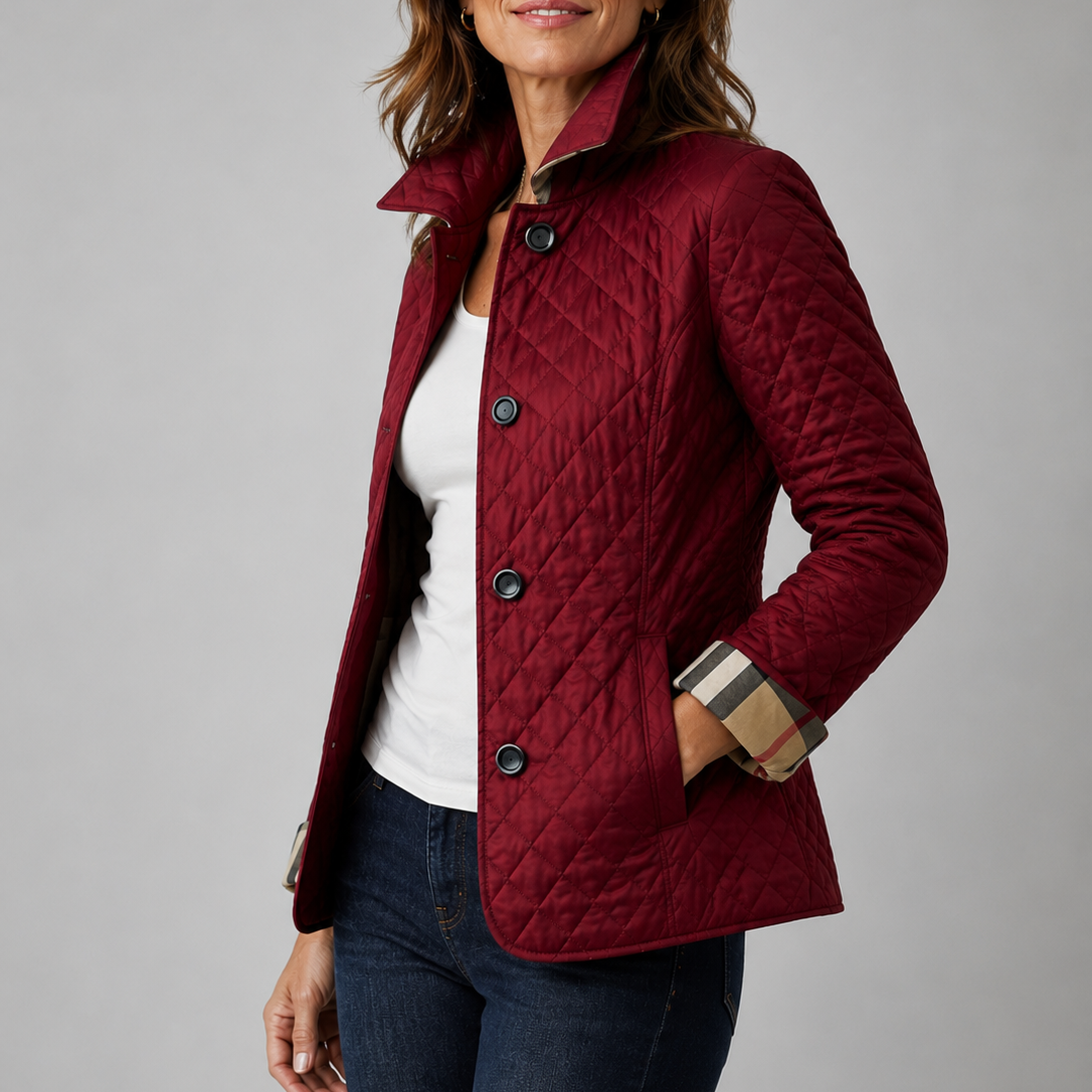 Veste matelassée femme à col montant et coupe longue 3