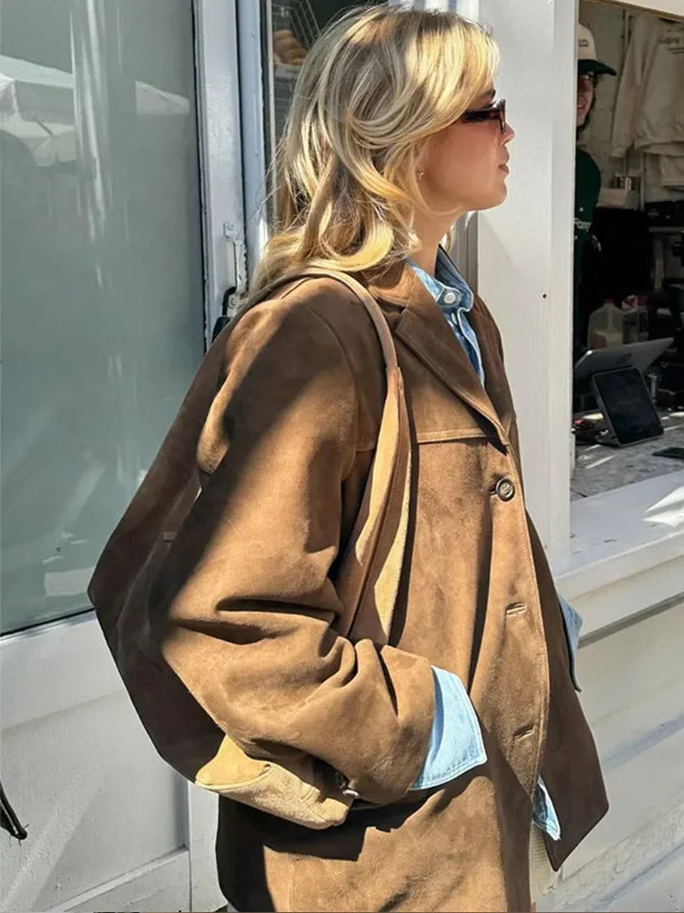Veste mi-saison femme aspect daim en polyester au design intemporel 4