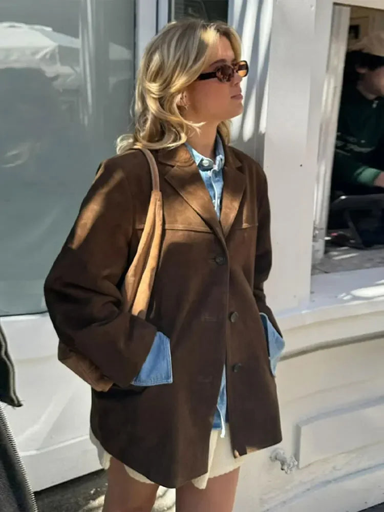 Veste mi-saison femme aspect daim en polyester au design intemporel 5
