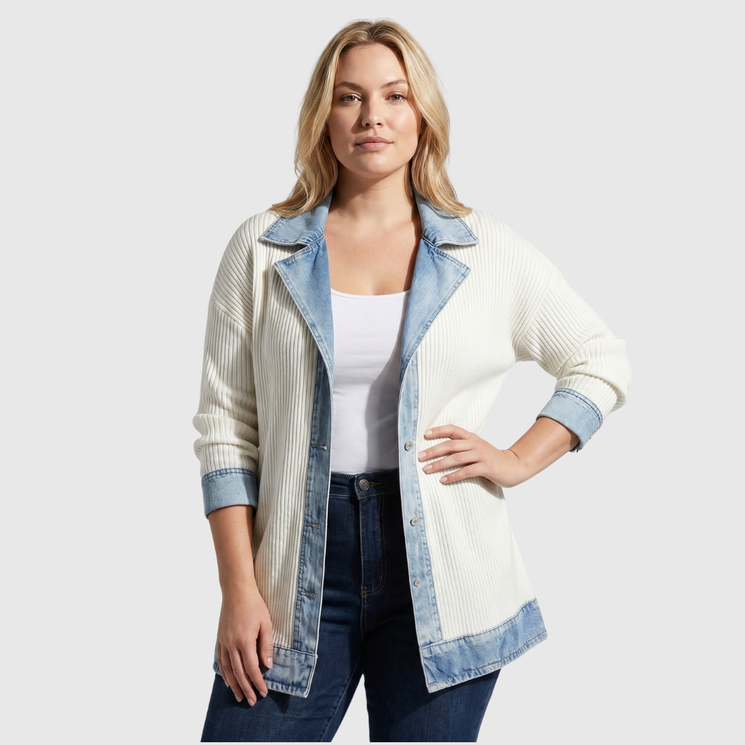 Veste mi-saison femme en maille effet denim coupe ample 8