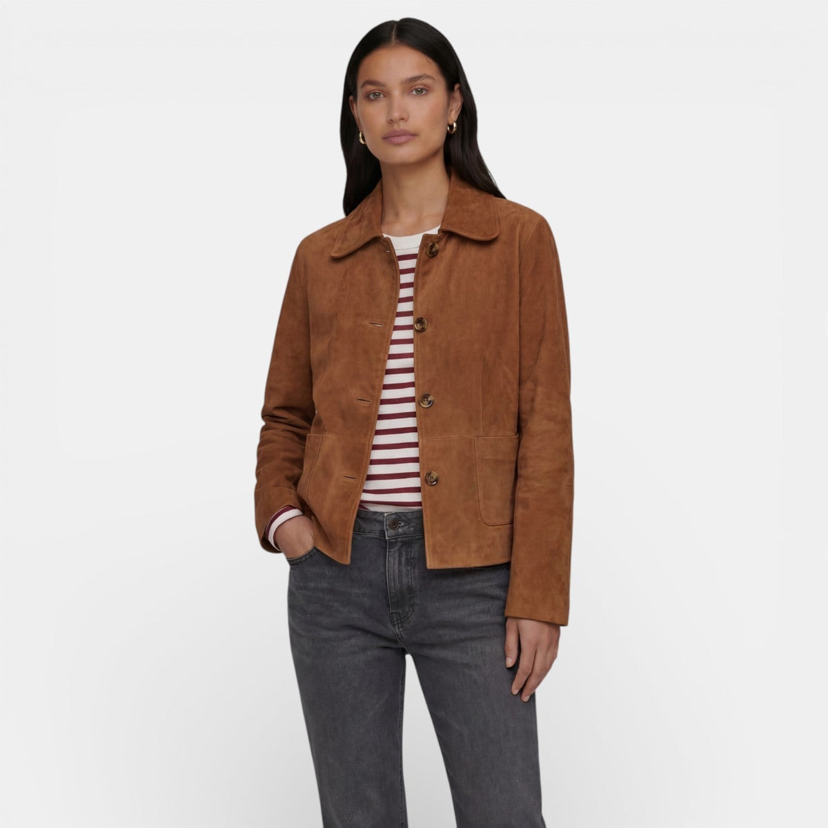 Veste mi-saison femme en suédine légère et douce 1