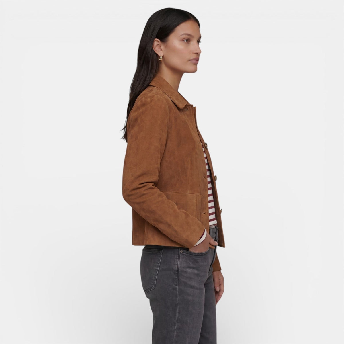 Veste mi-saison femme en suédine légère et douce 2