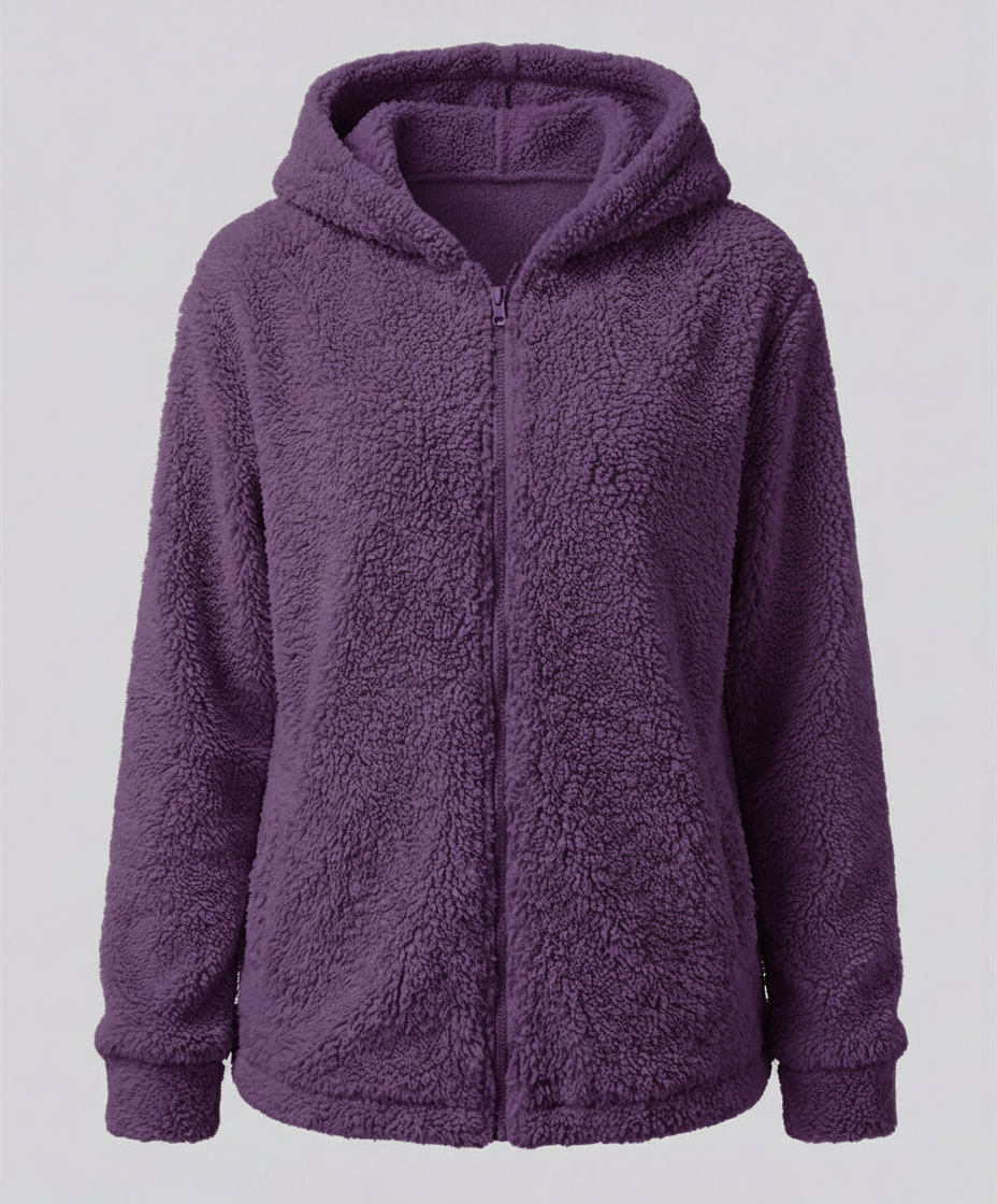 Veste polaire femme à capuche en sherpa manches longues coupe ample 5