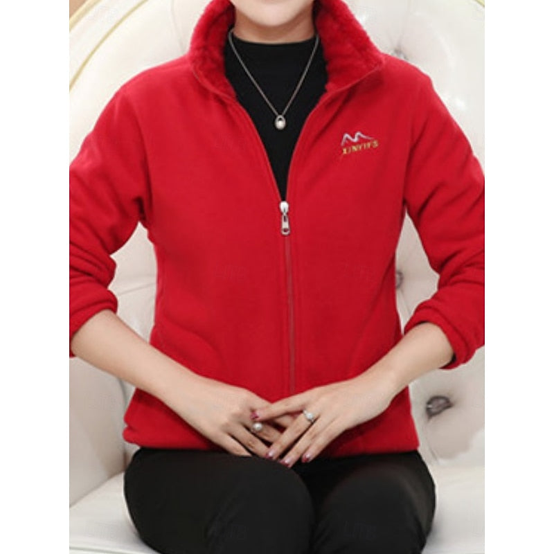 Veste polaire femme à col montant courte doublée sherpa à poches zippées 3
