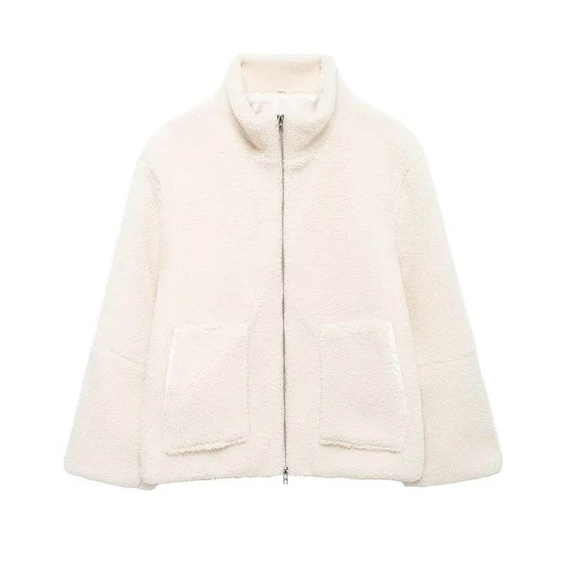 Veste polaire femme oversize à col montant zippée avec poches 6