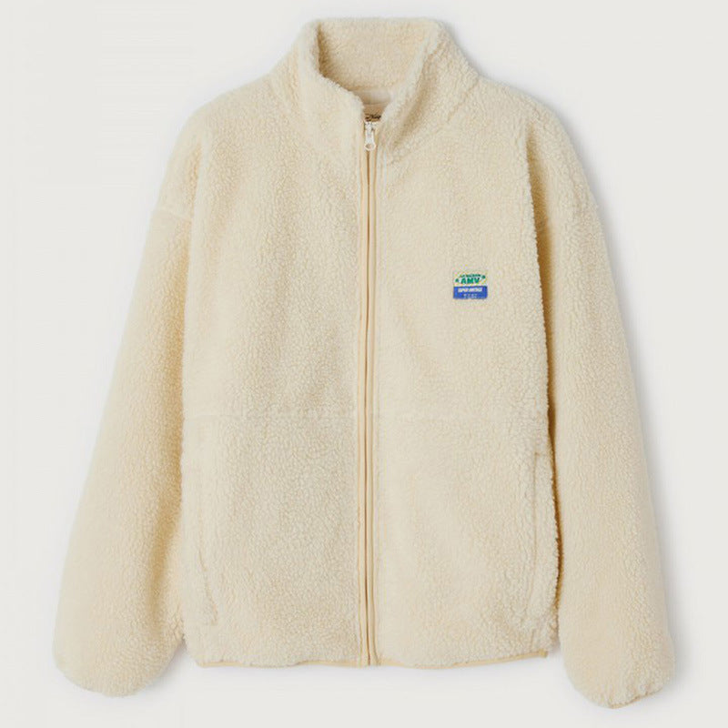 Veste polaire femme zippée à col montant en sherpa avec poches 1