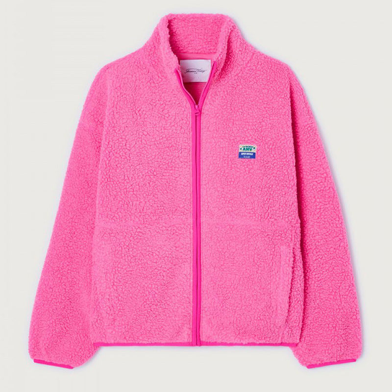Veste polaire femme zippée à col montant en sherpa avec poches 2