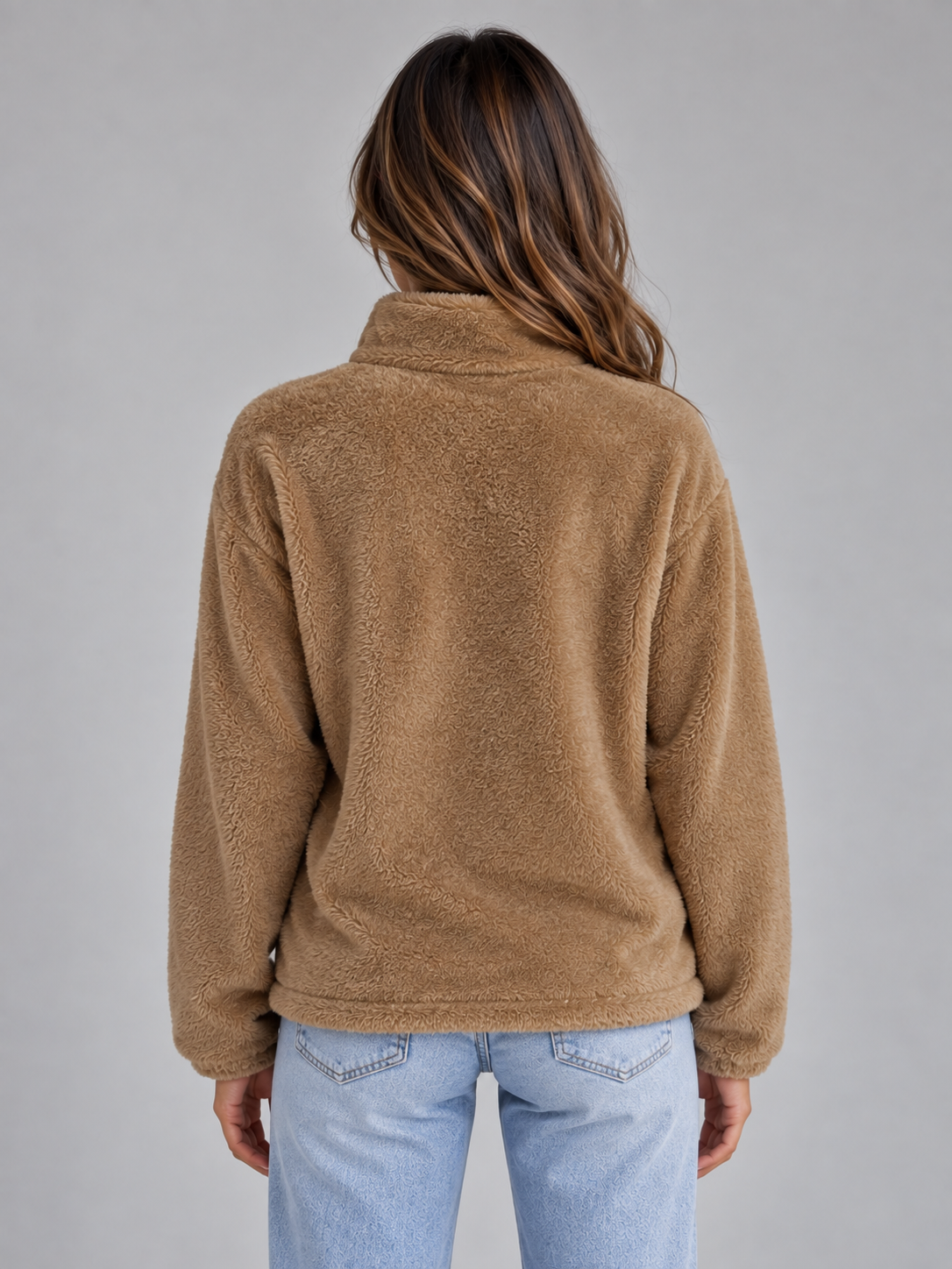 Veste polaire femme zippée effet peluche à col montant 6